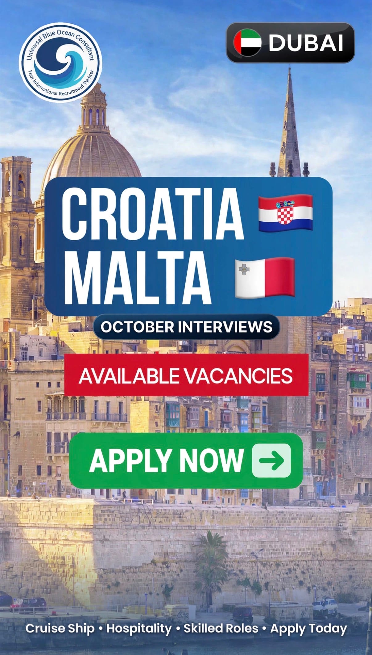 Work in Europe in 2026: Croatia & Malta October Interviews in Dubai – Apply Now