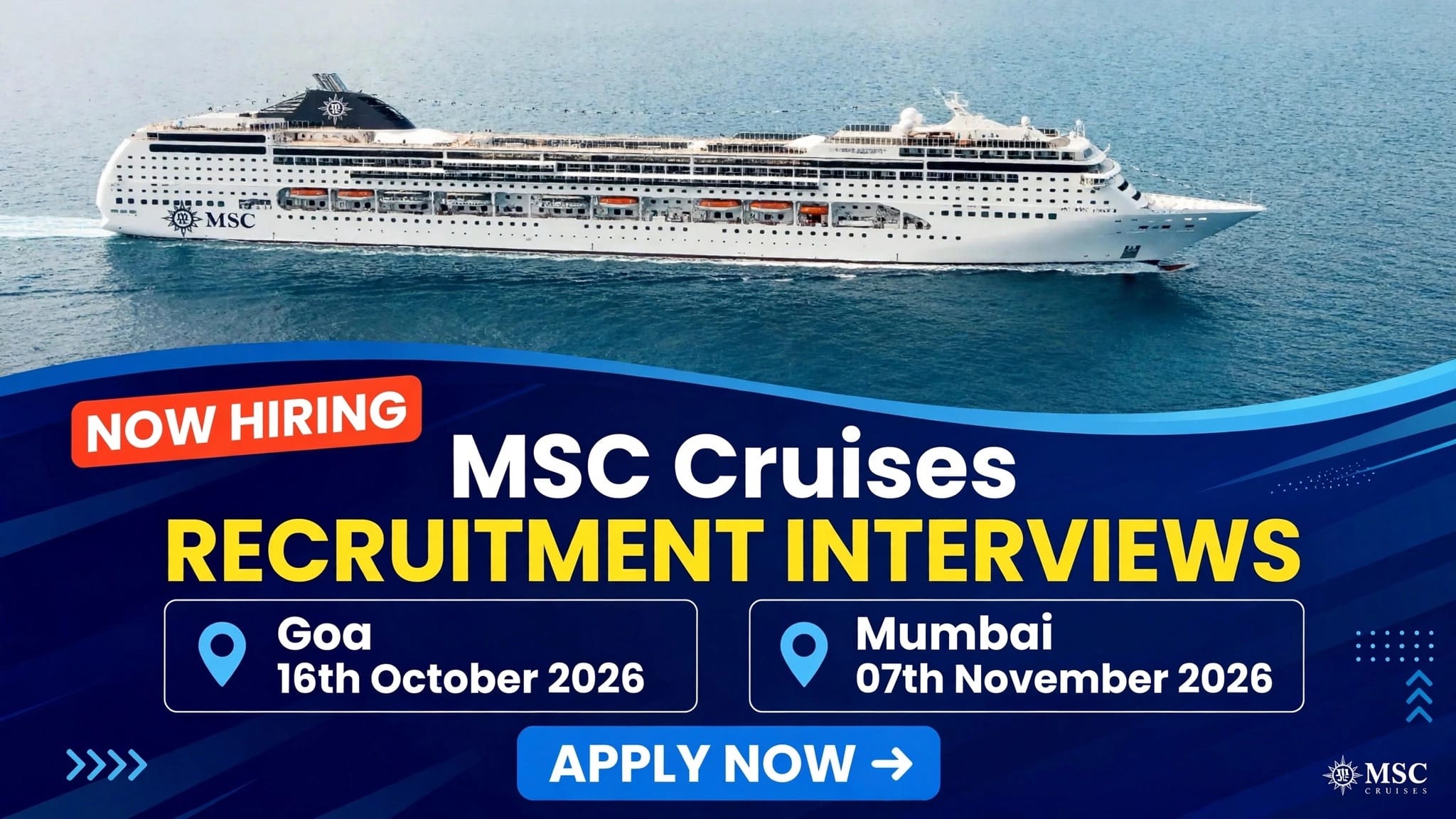 MSC Cruises Recruitment 2026 – Goa and Mumbai Interviews | GFR Jobs